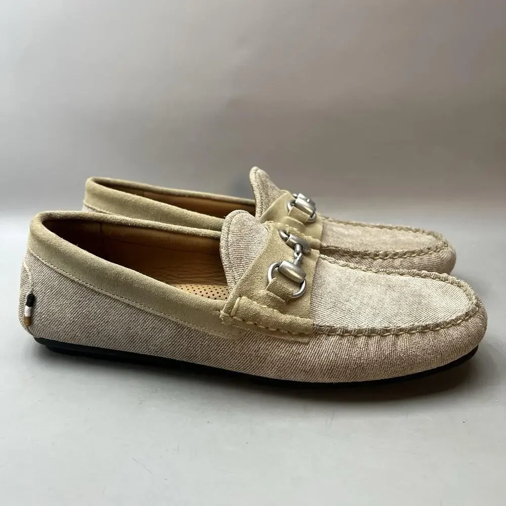Allen Edmonds Sebastian Bit Loafers Men Size 8 Beige Linen Driving Shoes NEW